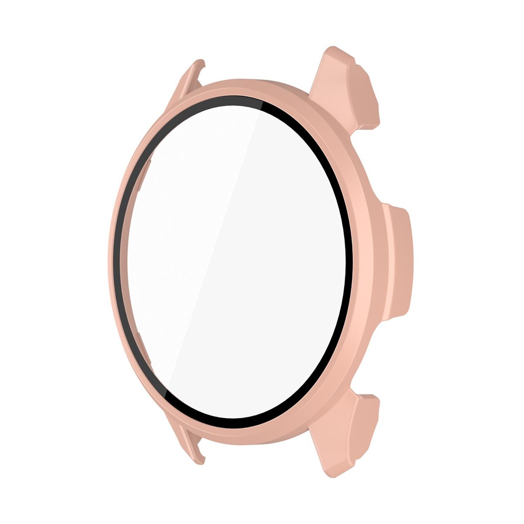 Custodia protettiva rosa per smartwatch con protezione dello schermo integrata.