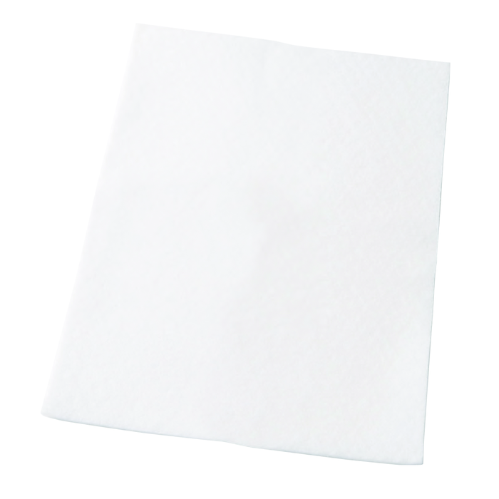 Un seul essuie-tout rectangulaire blanc sur fond blanc.