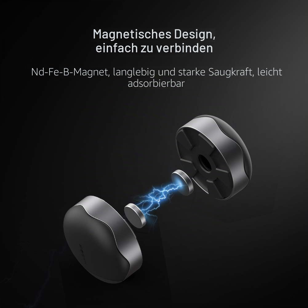 Zwei schwarze Magnethalterungen mit elektrischen Funken dazwischen auf schwarzem Hintergrund.