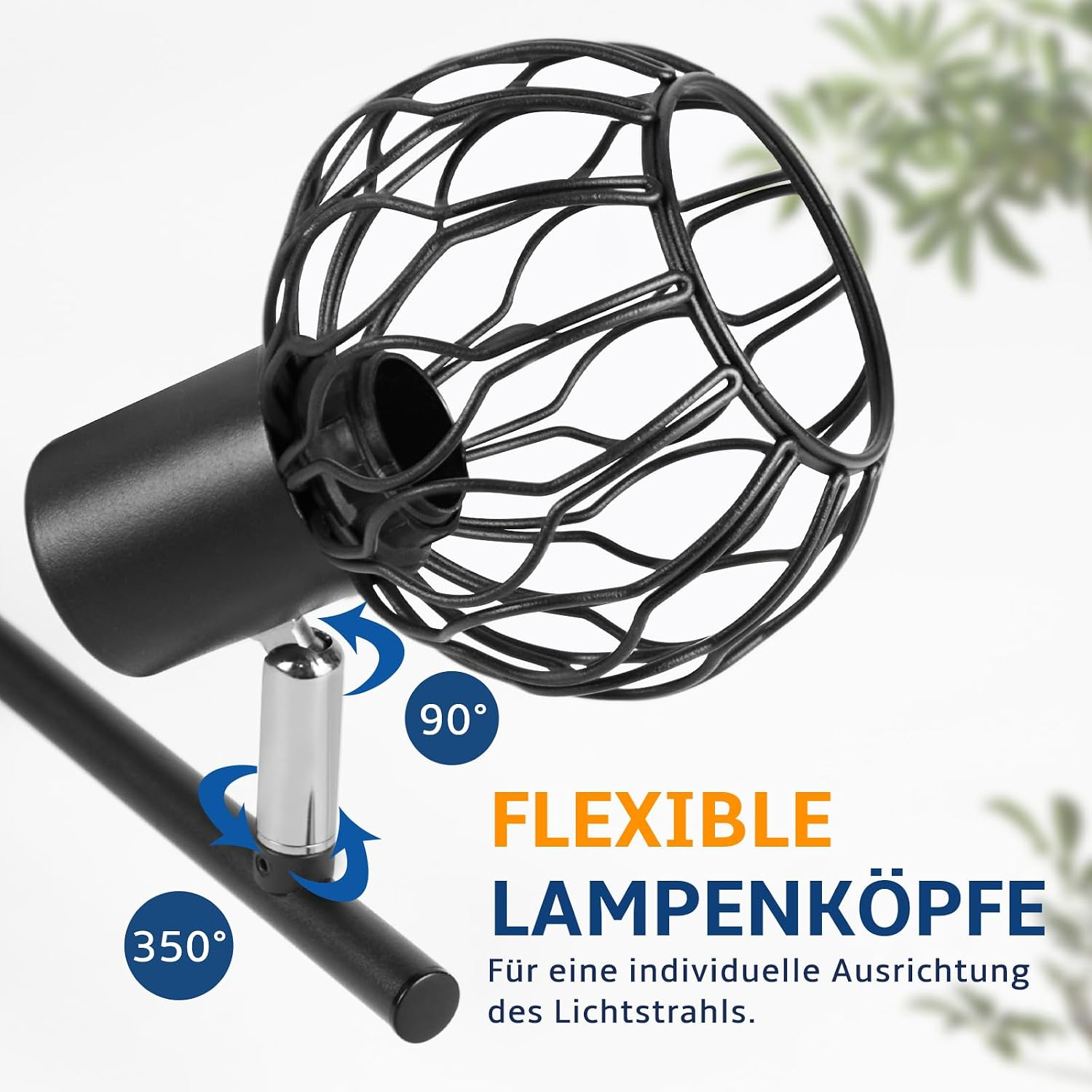 Schwarzer Spot mit Drahtkäfig, 350 und 90 Grad drehbar.