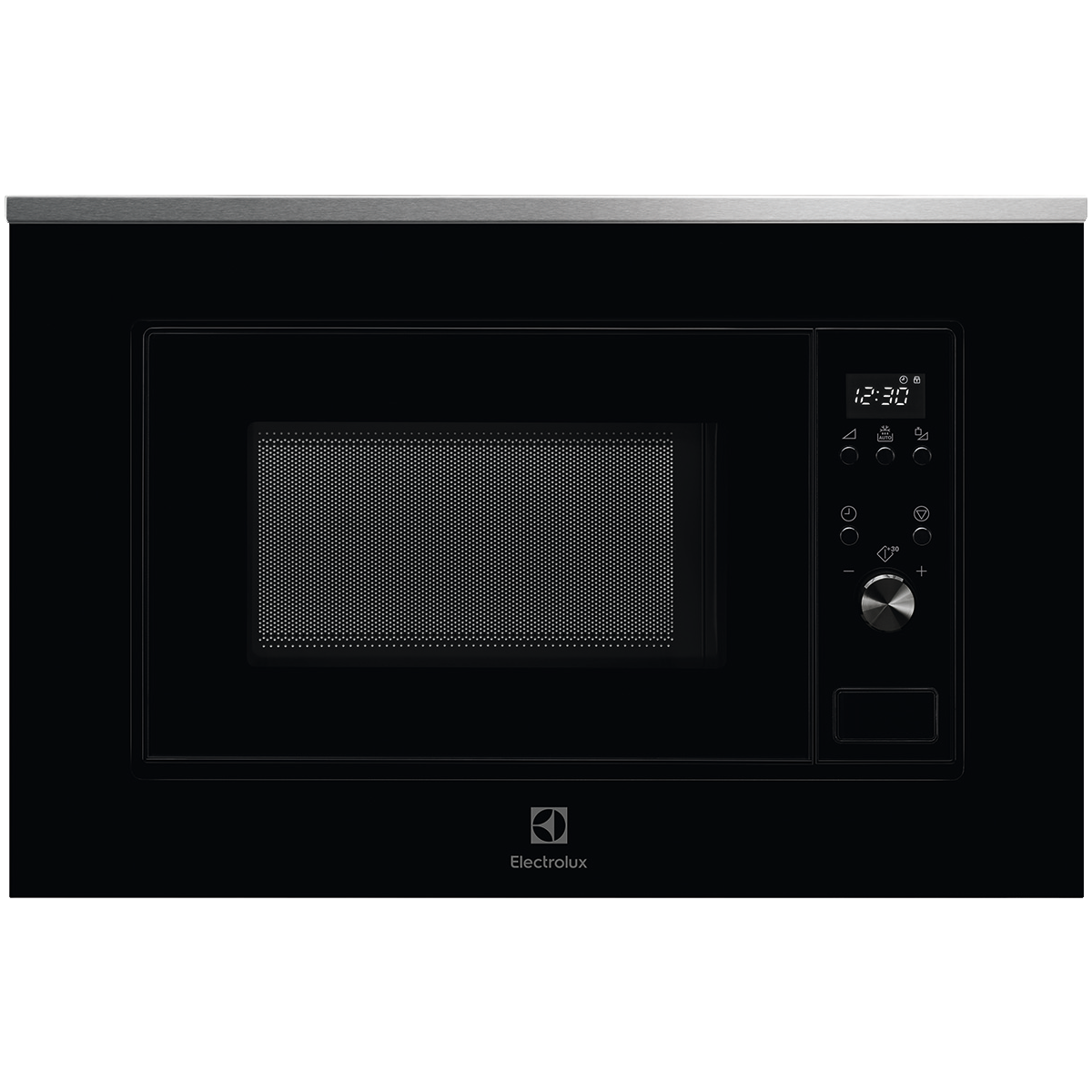 Microonde Electrolux nero con display digitale e manopola di controllo a destra.