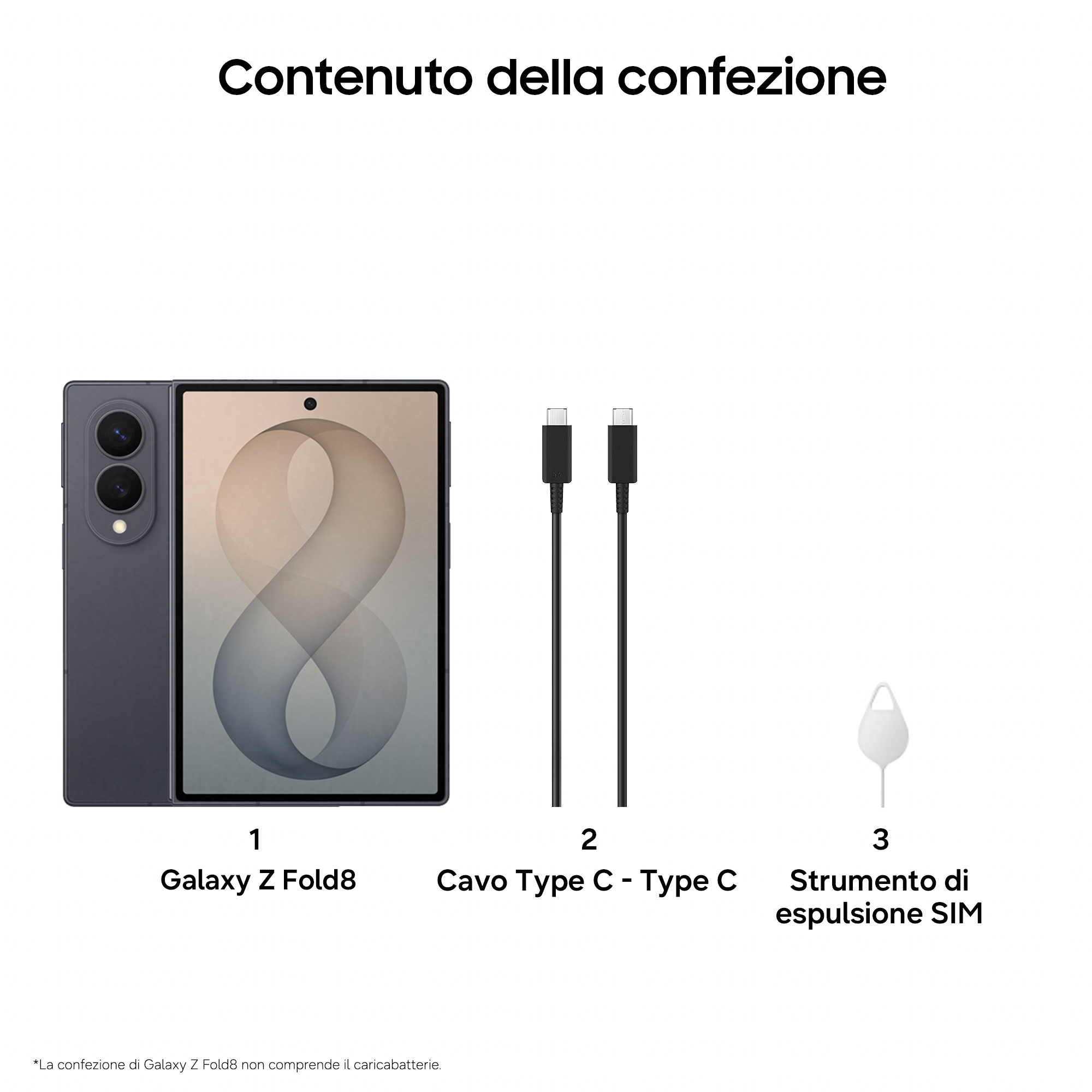 Contenuto della confezione: smartphone, cavo Type-C e spillo SIM.