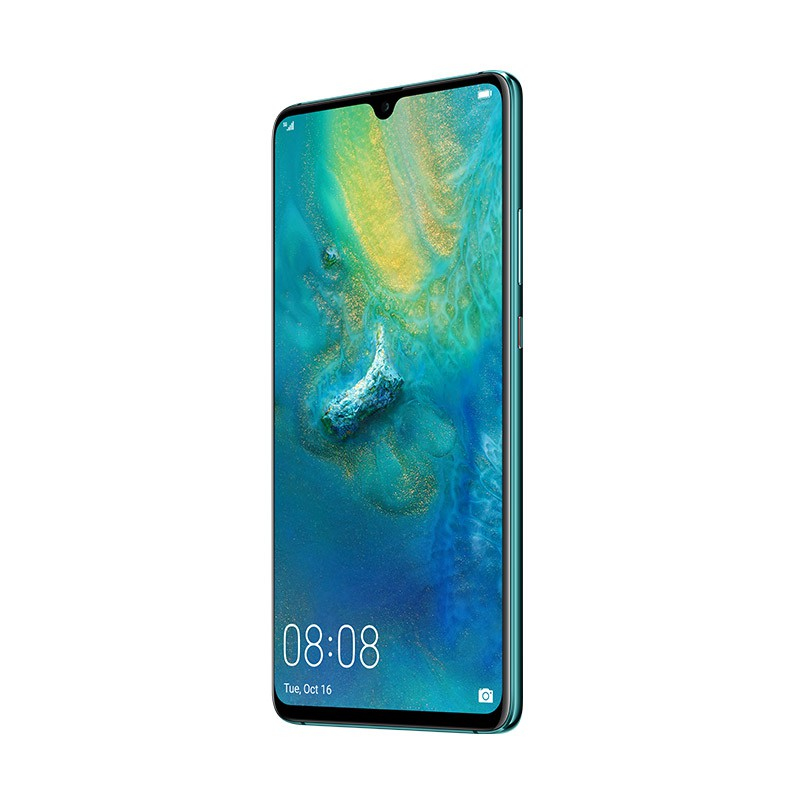 Ein Smartphone in Türkis zeigt auf dem Bildschirm ein blau-goldenes Meeresmuster und die Uhrzeit 08:08.
