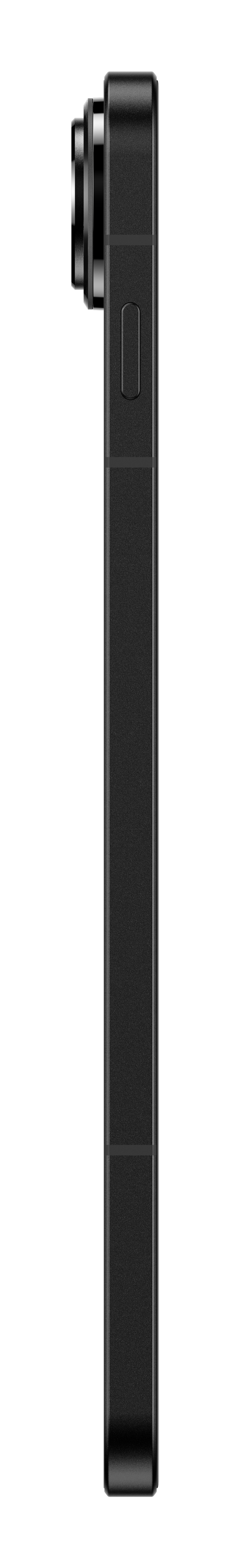 Vista lateral de un smartphone negro que muestra un módulo de cámara saliente y un botón lateral.