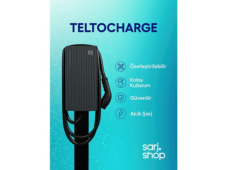 TELTONIKA EVC2 22 kW Smart Ev Type 2 Soketli Wi-Fi ve 4G Bağlantılı Elektrikli Araç Şarj Cihazı Siyah