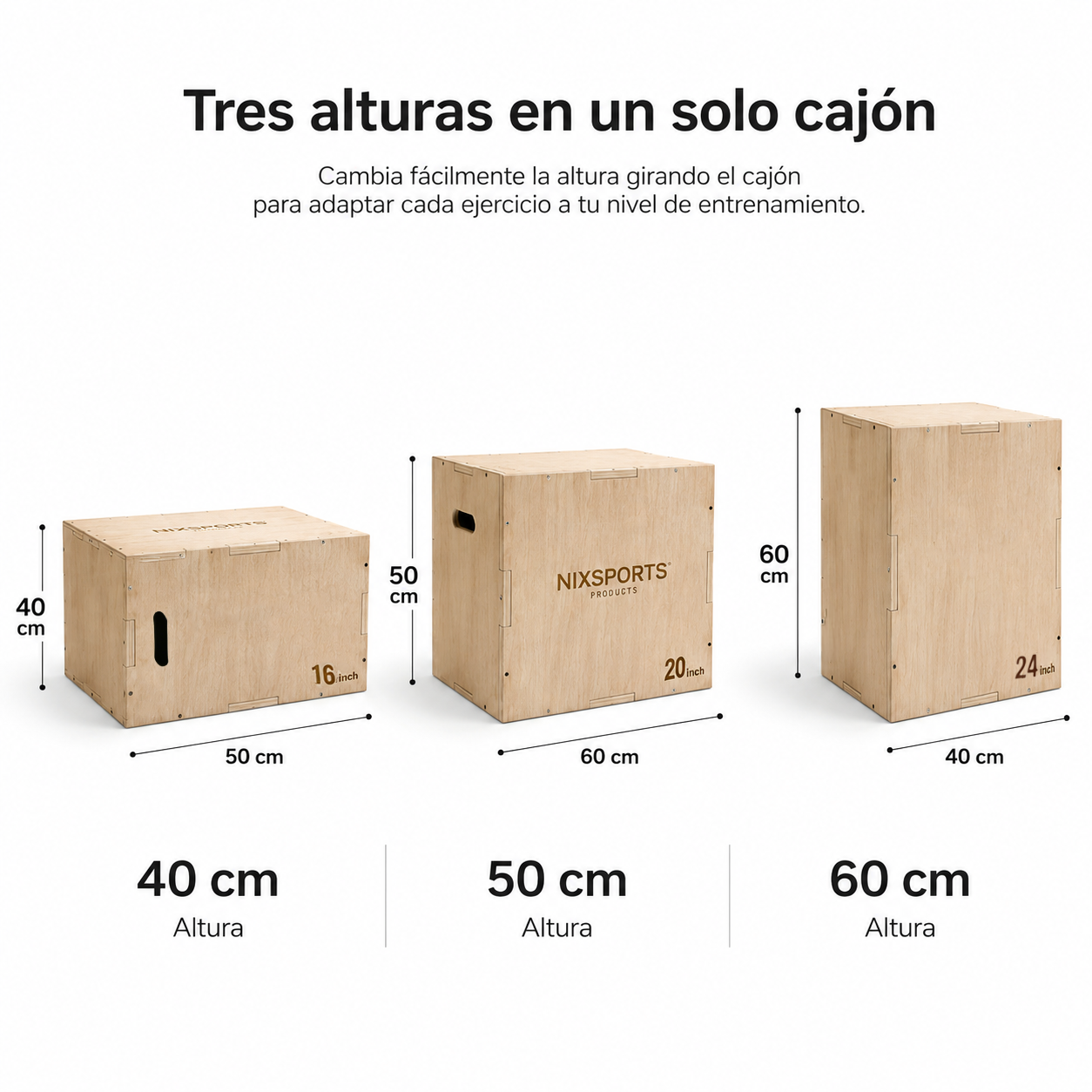 Cajón pliométrico - VYORIXEN De Madera Tres Alturas, Marron