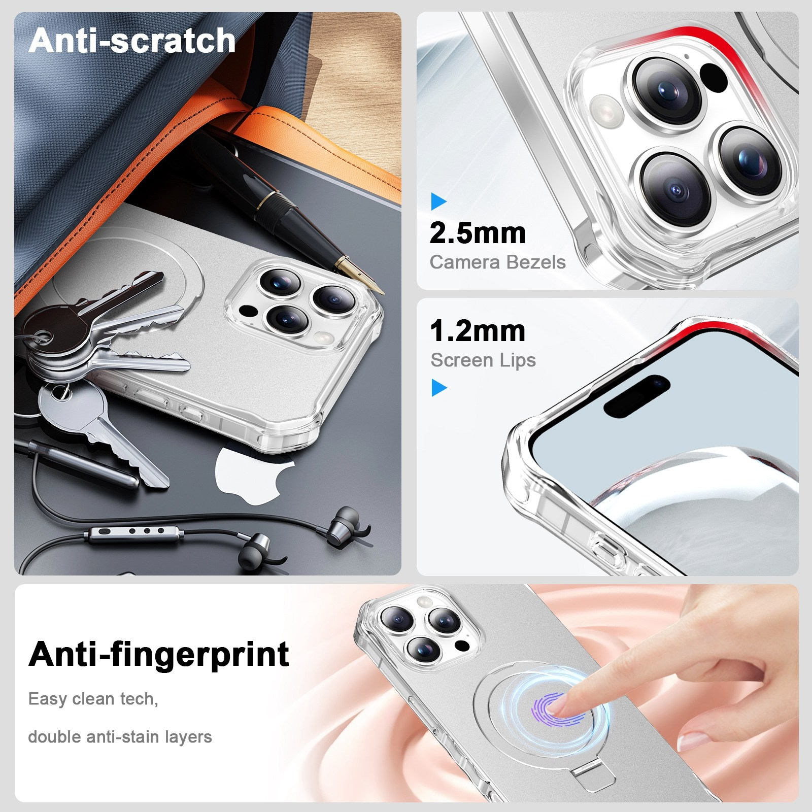 Anti-Kratzer-Handyhuelle mit Schutzkanten fuer Kamera und Display sowie Anti-Fingerabdruck-Technologie.