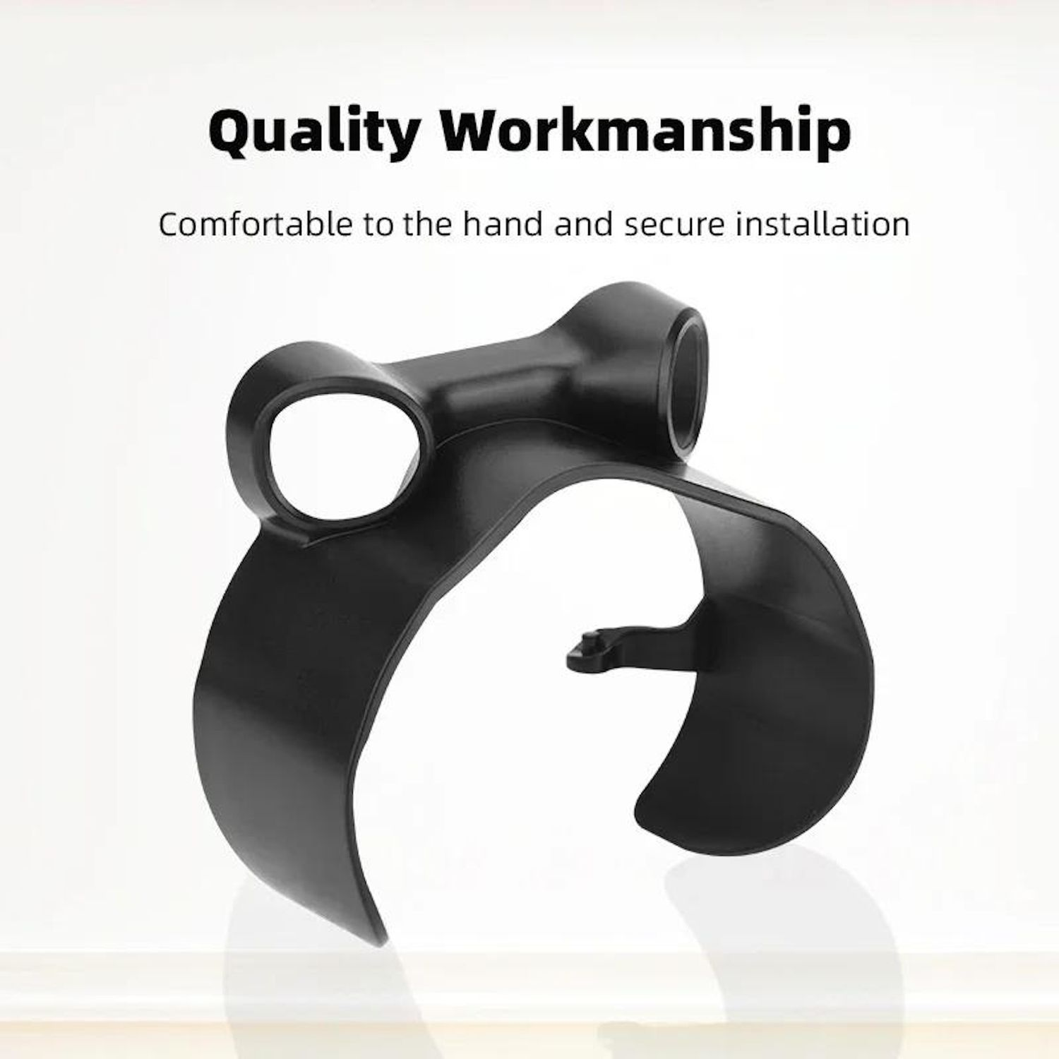 Schwarze Kunststoffhalterung für zwei Autoinstrumentenanzeigen mit Text oben.