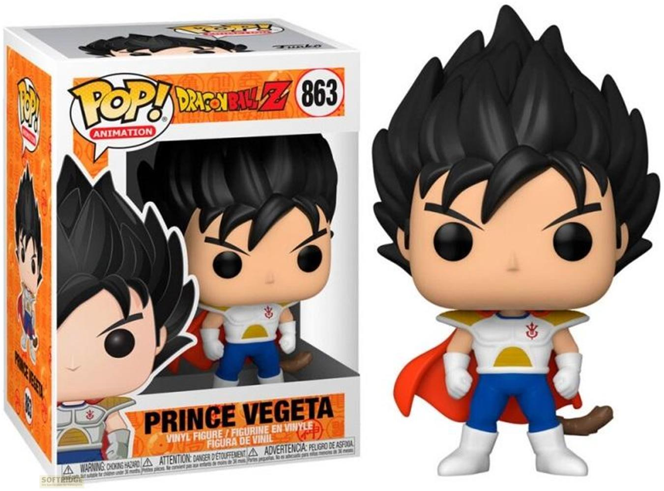 Prinz Vegeta Funko Pop Vinyl-Figur neben der nummerierten Schachtel.