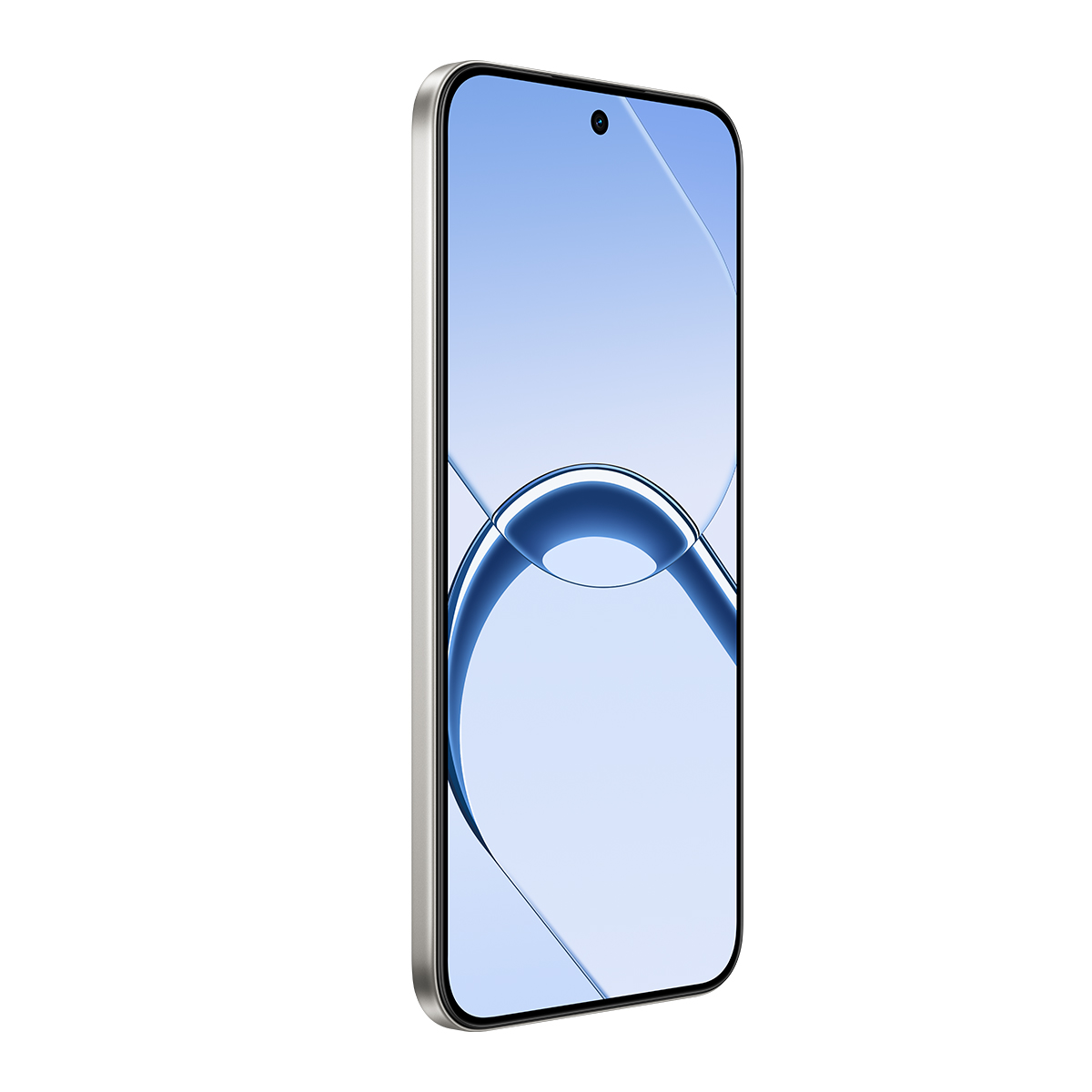Un smartphone con pantalla brillante y fondo azul.