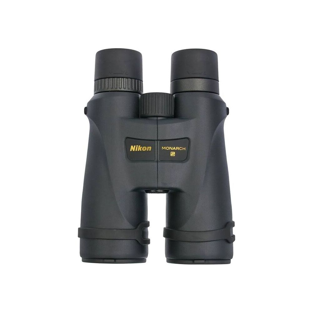 Binocolo nero Nikon Monarch S su sfondo bianco.