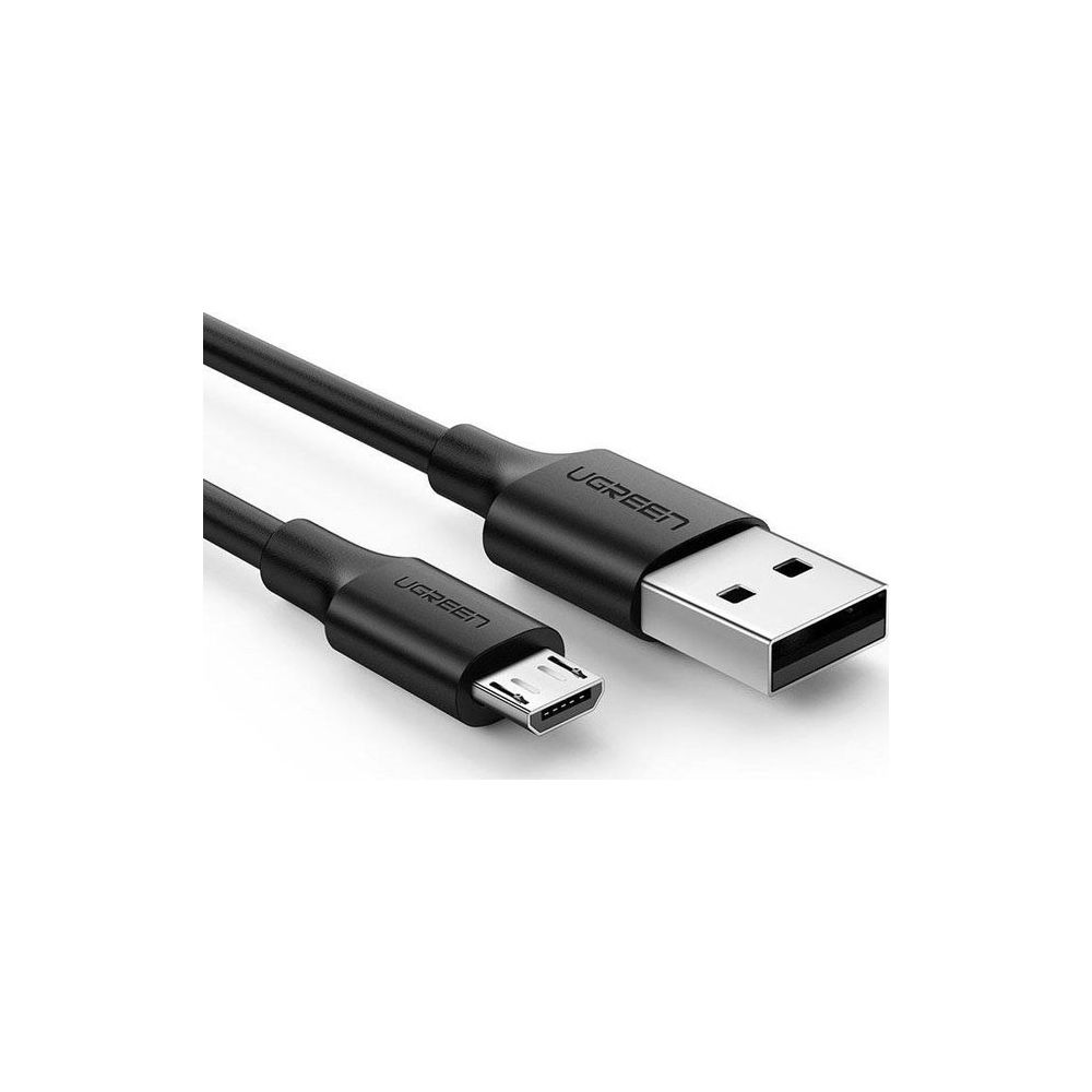 Czarny kabel UGREEN USB-A do Micro-USB na białym tle.