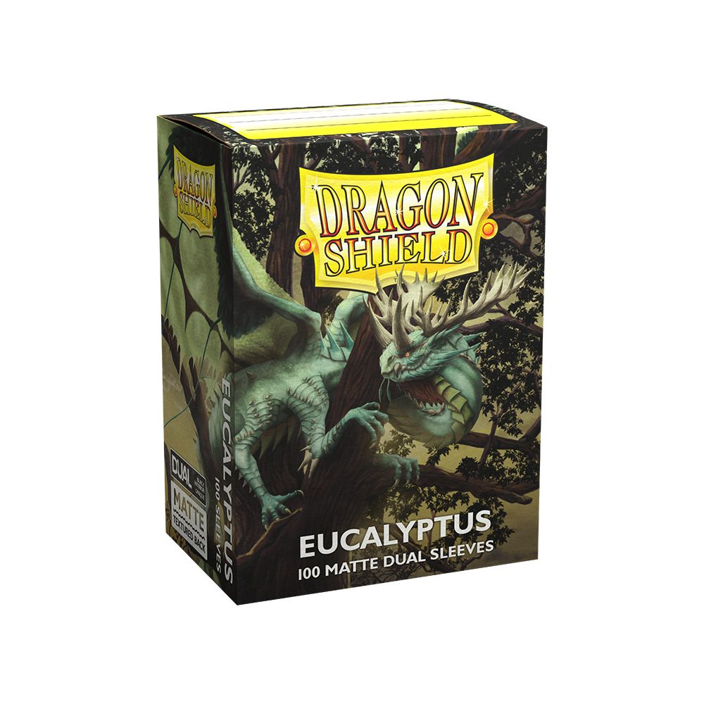 Dragon Shield Kartenhüllen-Box mit Eukalyptus-Drachengrafik und dem Text Eucalyptus.
