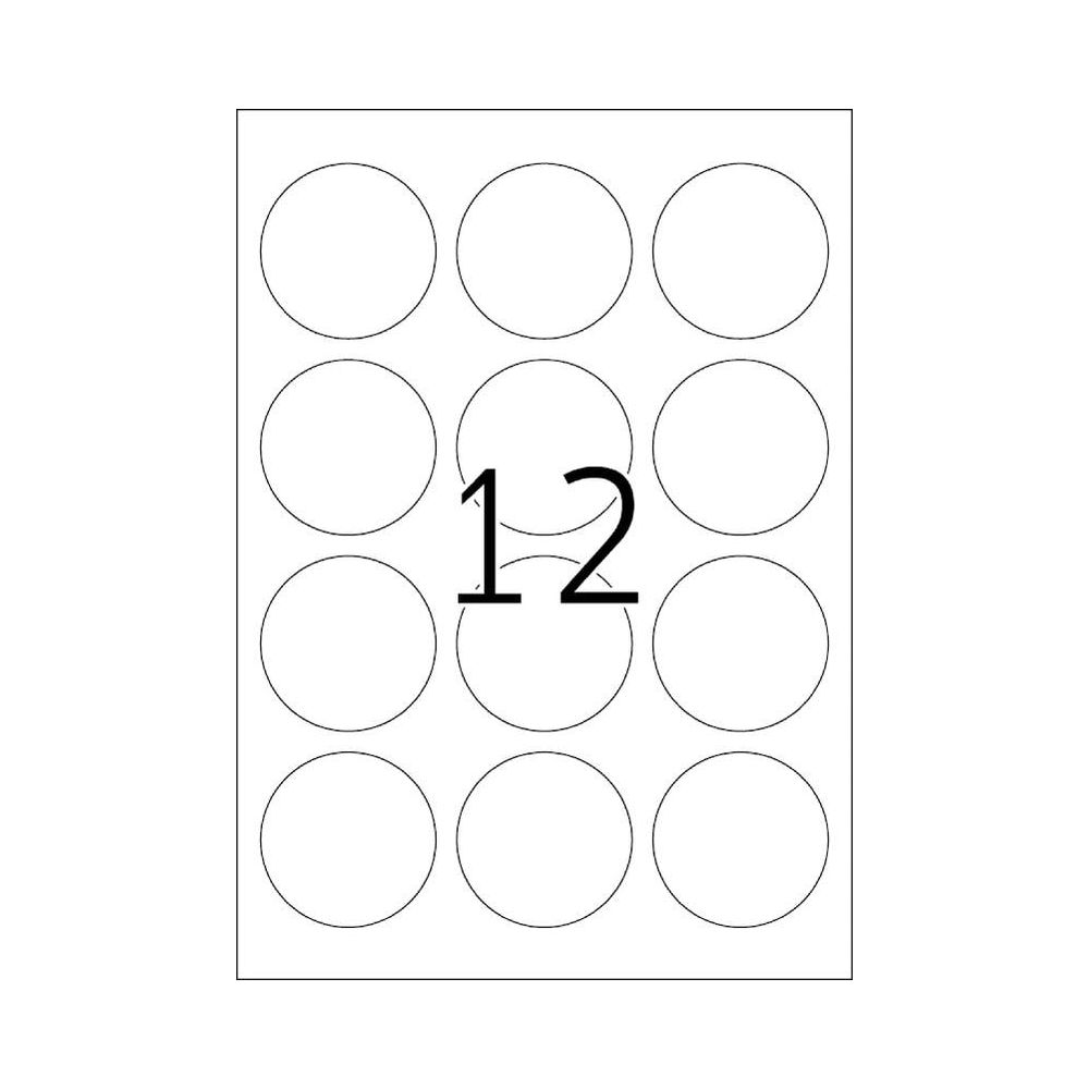Ein Blatt mit zwölf leeren Kreisen in einem Raster, mit der Zahl 12 in der Mitte.