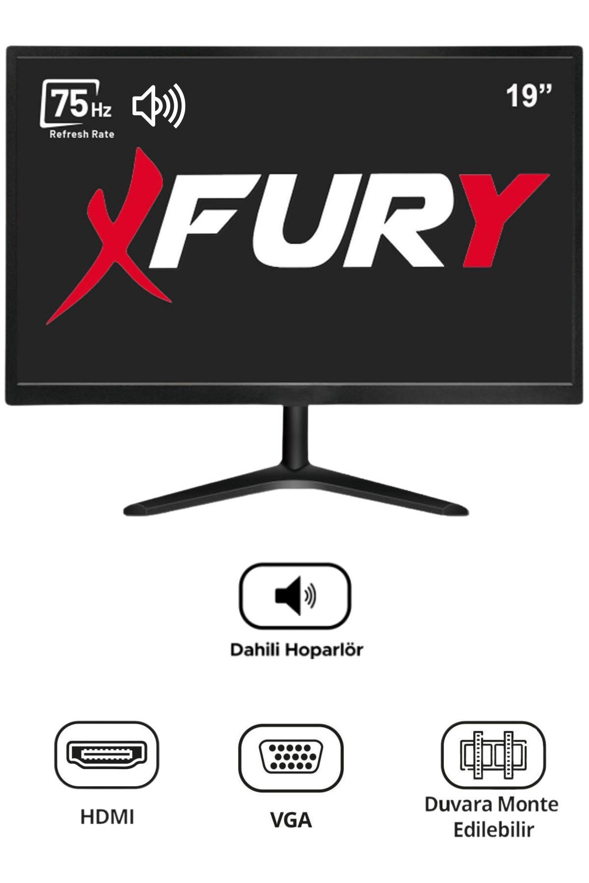 75 Hz, dahili hoparlör, HDMI, VGA ve duvara monte edilebilir özellikli 19 inç Fury monitör.