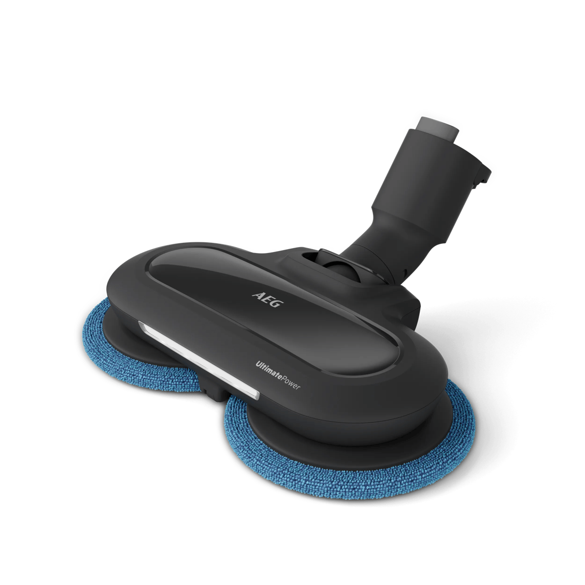 Accesorio mopa de suelo AEG UltimatePower negro con dos almohadillas redondas azules.