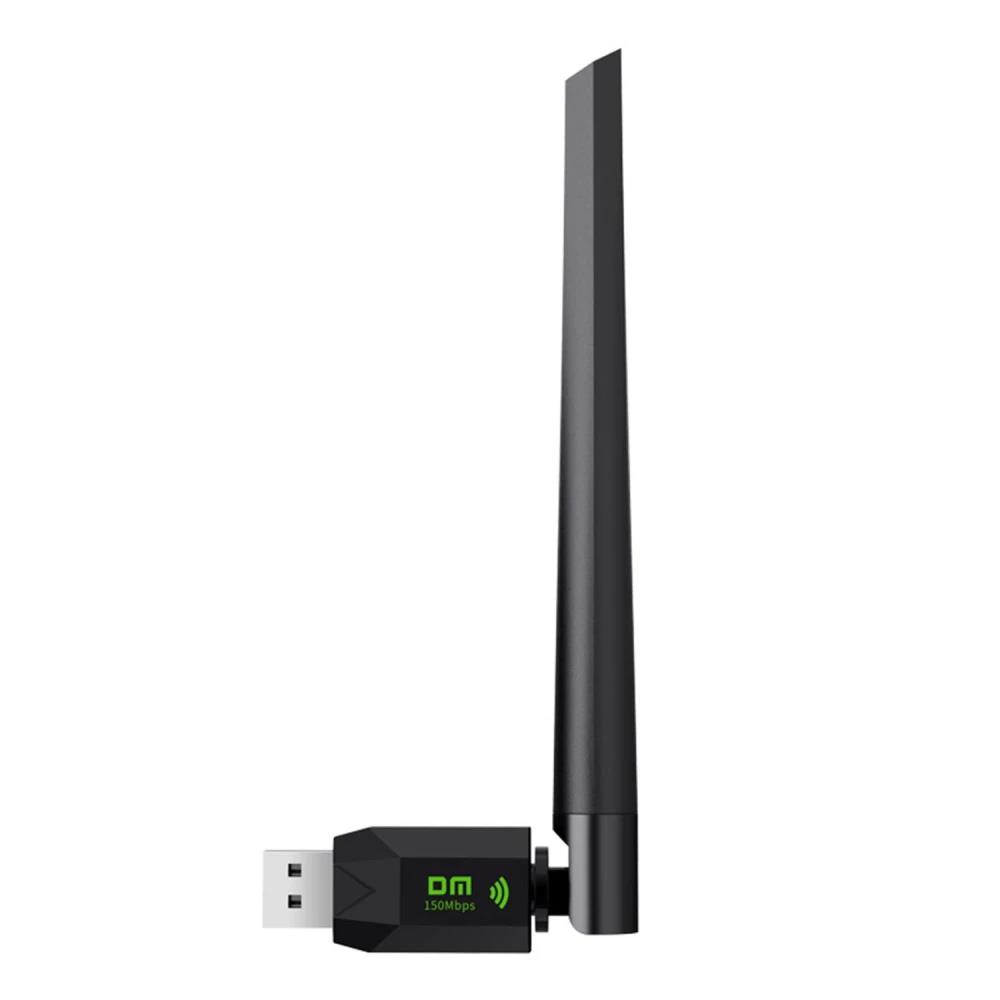 Beyaz arka planda büyük dikey antene ve yeşil marka logosuna sahip siyah USB Wi-Fi adaptörü.