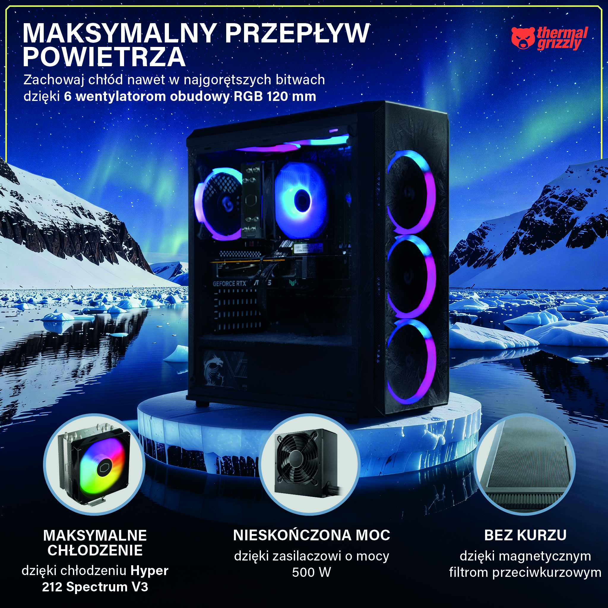 Komputery gamingowe GREED MK2 AMD LITE | RX 9060 | Ryzen 7 5700X | 16GB DDR4 | 512GB SSD | Wi-Fi | PC Gaming Czarny