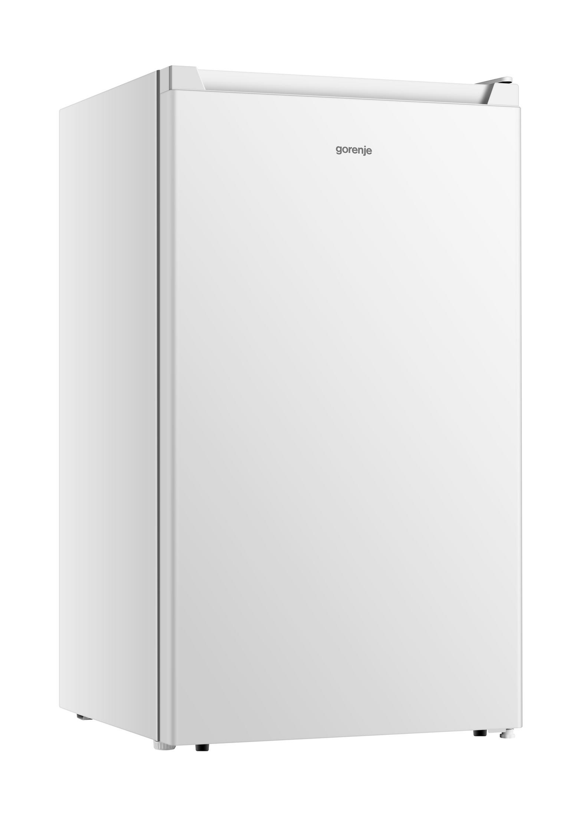 Kompakter weißer Gorenje Kühlschrank mit geschlossener Tür.