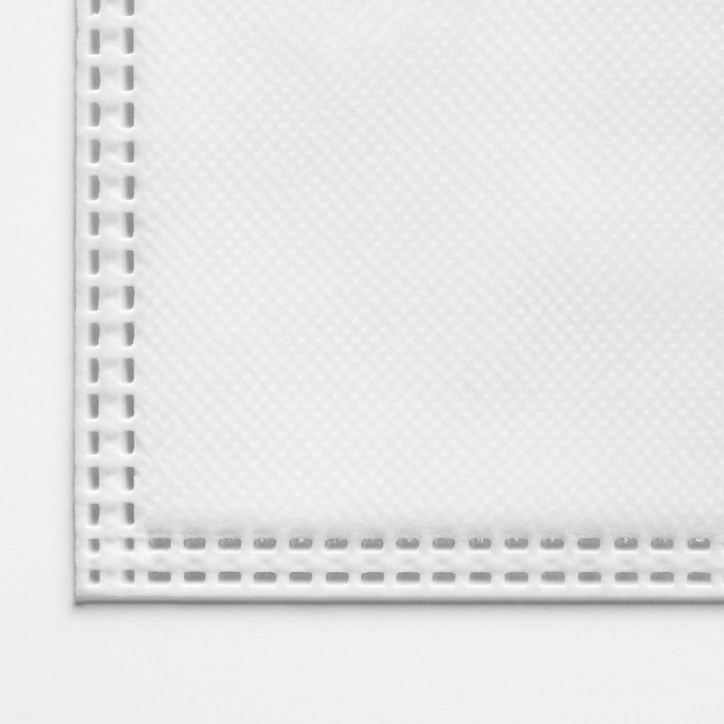Nahaufnahme einer weißen Textur mit gleichmäßigen Nähten an den Rändern.