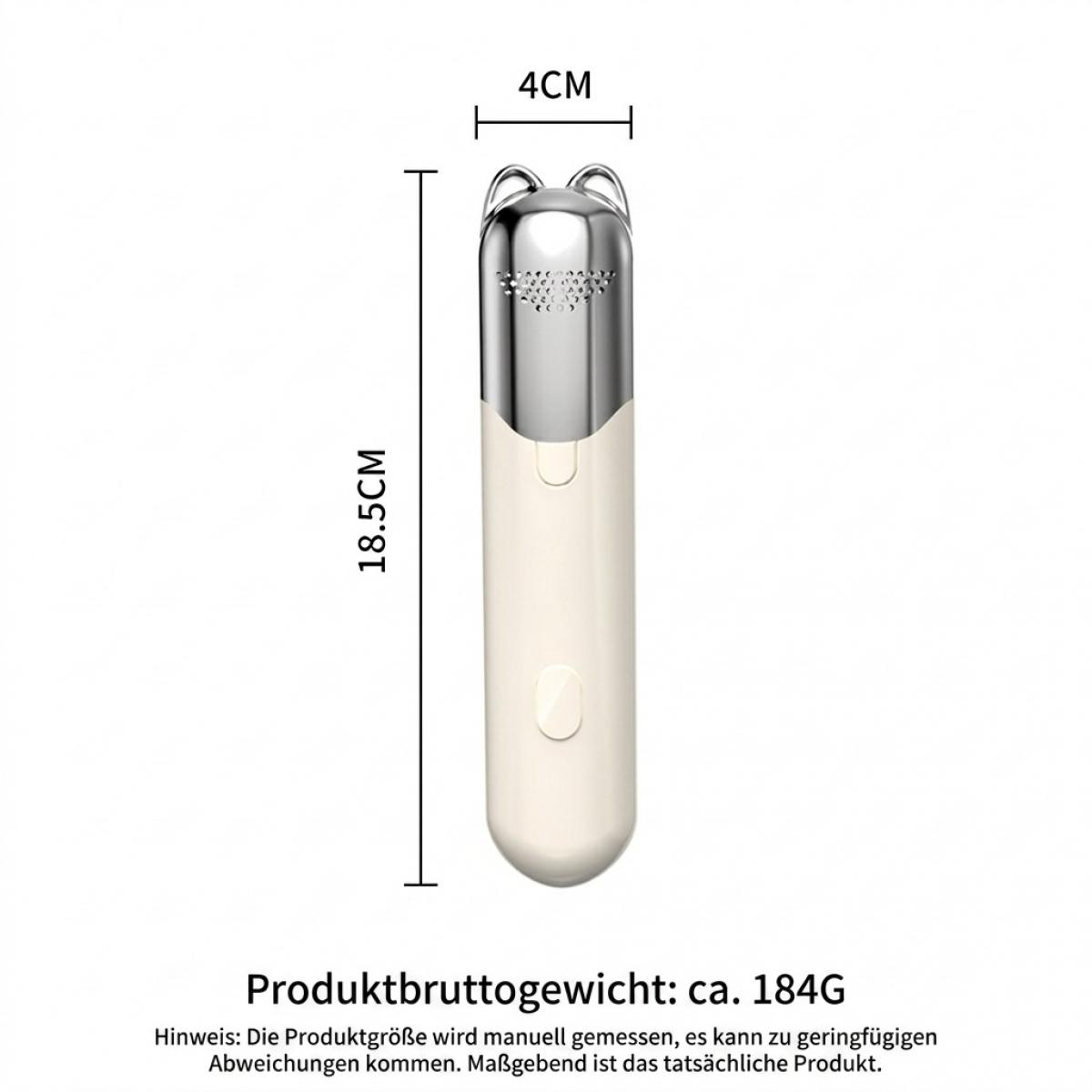 Ein weißes und silbernes Massagegerät mit Katzenohren, 18,5 cm lang, 4 cm breit, Bruttogewicht ca. 184g.