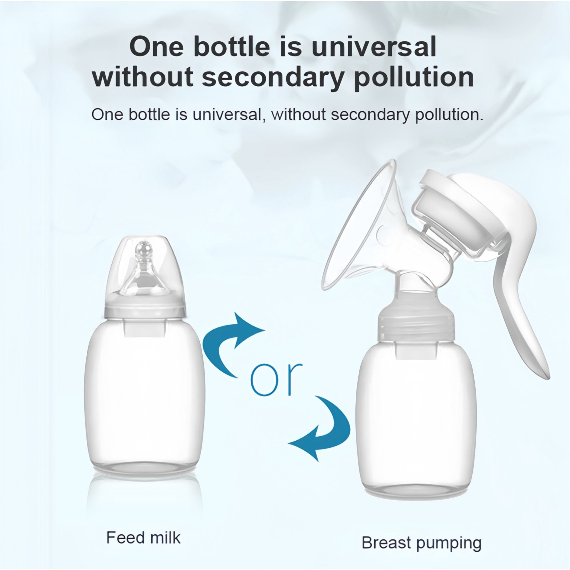 Eine universelle Flasche für Milch oder zum Abpumpen.