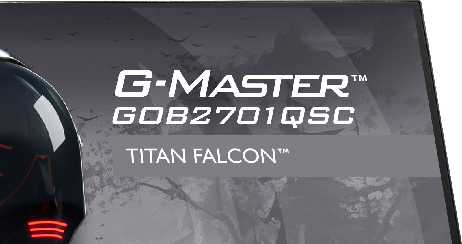Monitoranzeige mit G-Master GOB2701QSC Titan Falcon und dunklem Hintergrund.