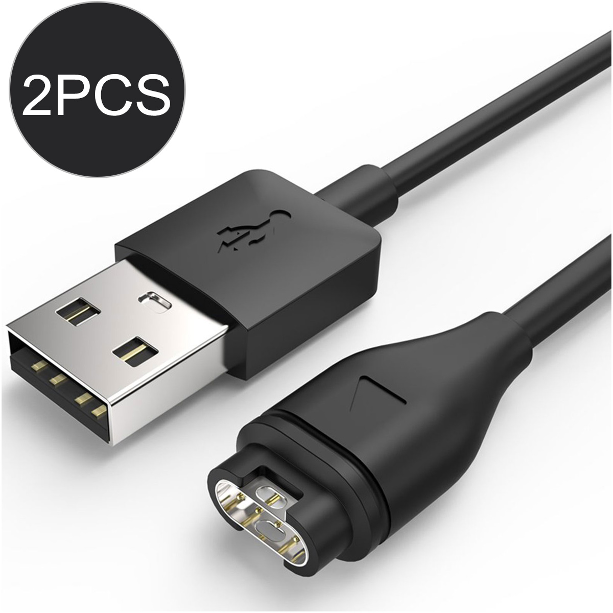 Ein schwarzes USB-A-Ladekabel mit Magnetschluss auf weißem Hintergrund.