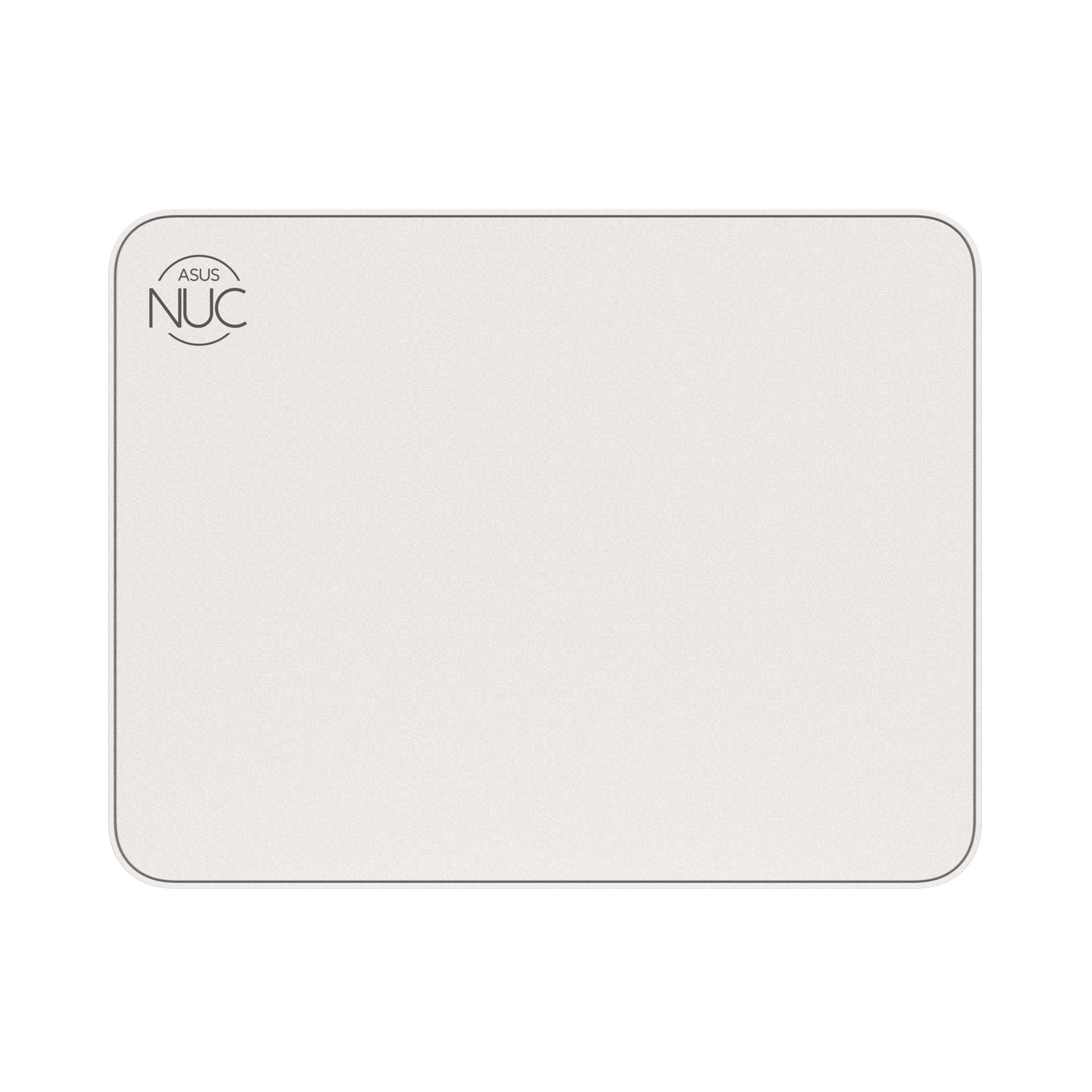 Un tappetino per mouse ASUS NUC bianco con angoli arrotondati e bordo grigio.
