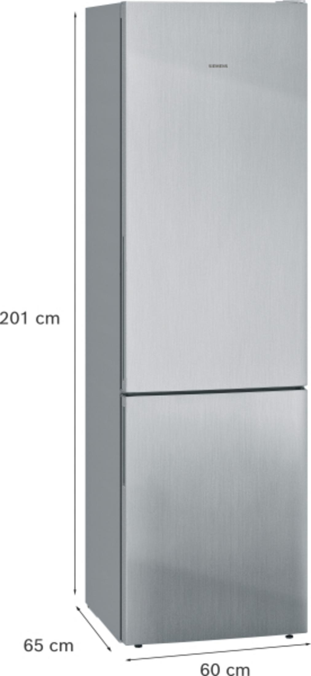 Frigorifero in acciaio inox con dimensioni di 201x60x65 cm.