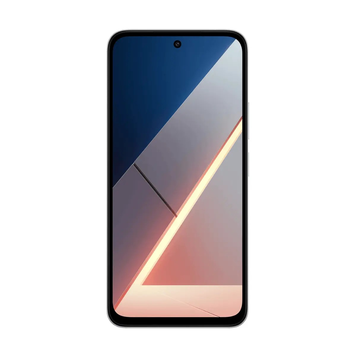 Ein Smartphone mit abgerundeten Ecken zeigt ein abstraktes Hintergrundbild mit einer hellen Lichtlinie.