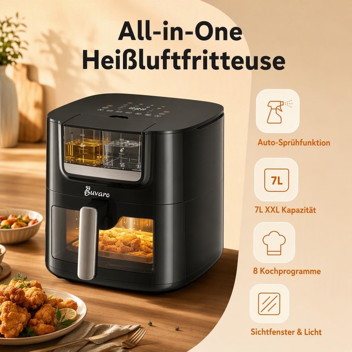 BUVARO AF-ZE7238-ZA Heißluftfritteuse