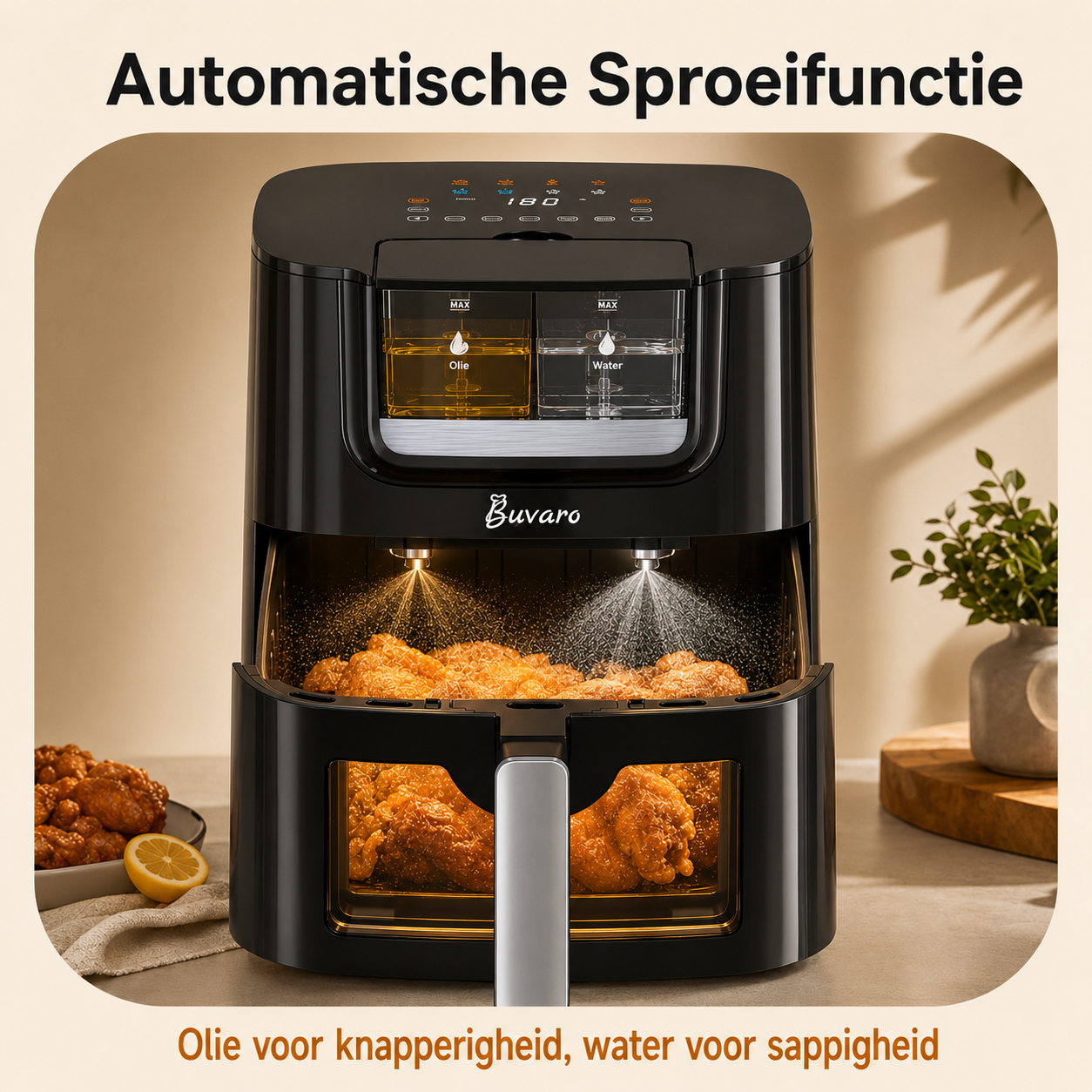 BUVARO  AF-ZE7238-ZA - Airfryer - Black - 7 l - 1800 W - Number of baskets: 1