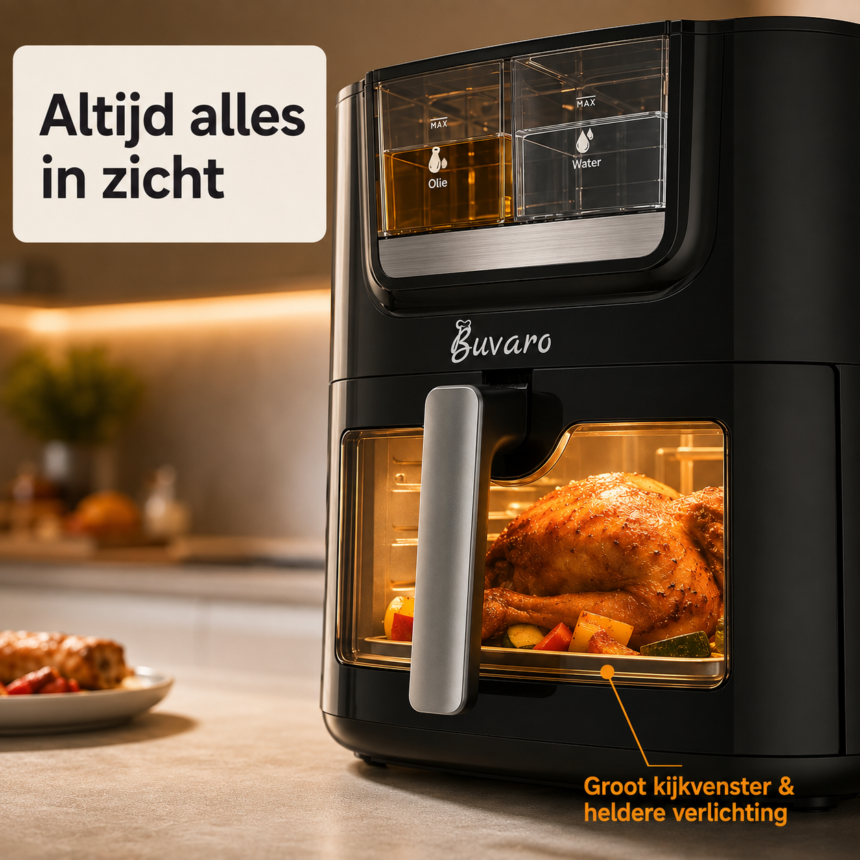 BUVARO  AF-ZE7238-ZA - Airfryer - Black - 7 l - 1800 W - Number of baskets: 1