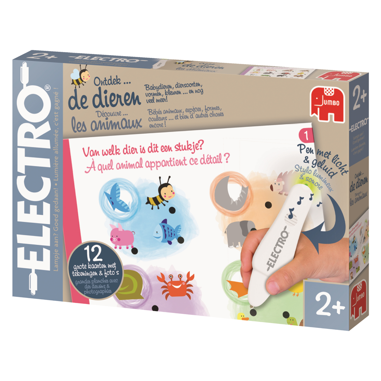 Elektro Lernspiel für Kleinkinder ab 2 Jahren mit interaktivem Stift, Tieren und bunten Karten auf der Verpackung.