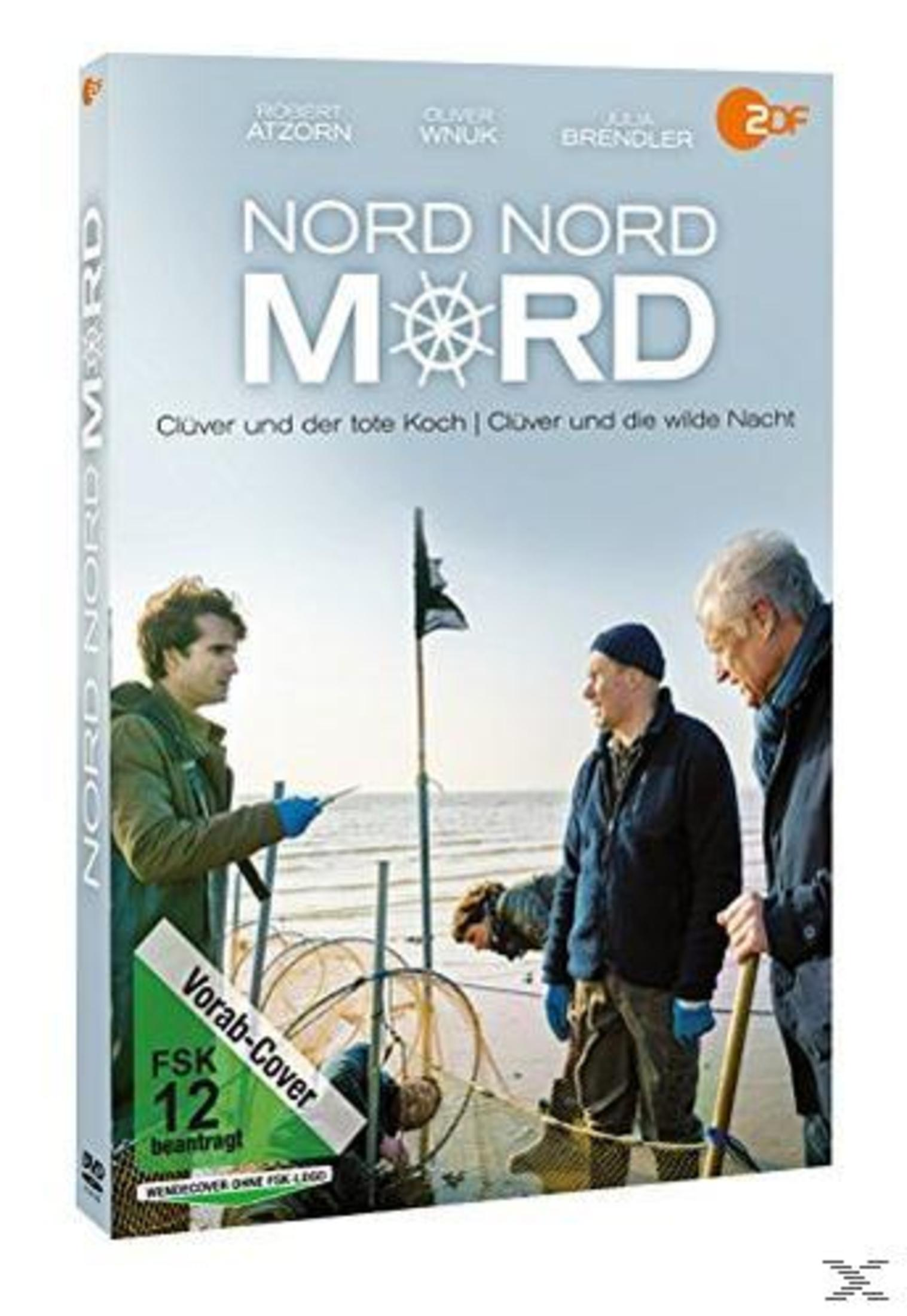 DVD-Cover von Nord Nord Mord mit drei Männern am Strand und Fischernetzen vor dem Meer.