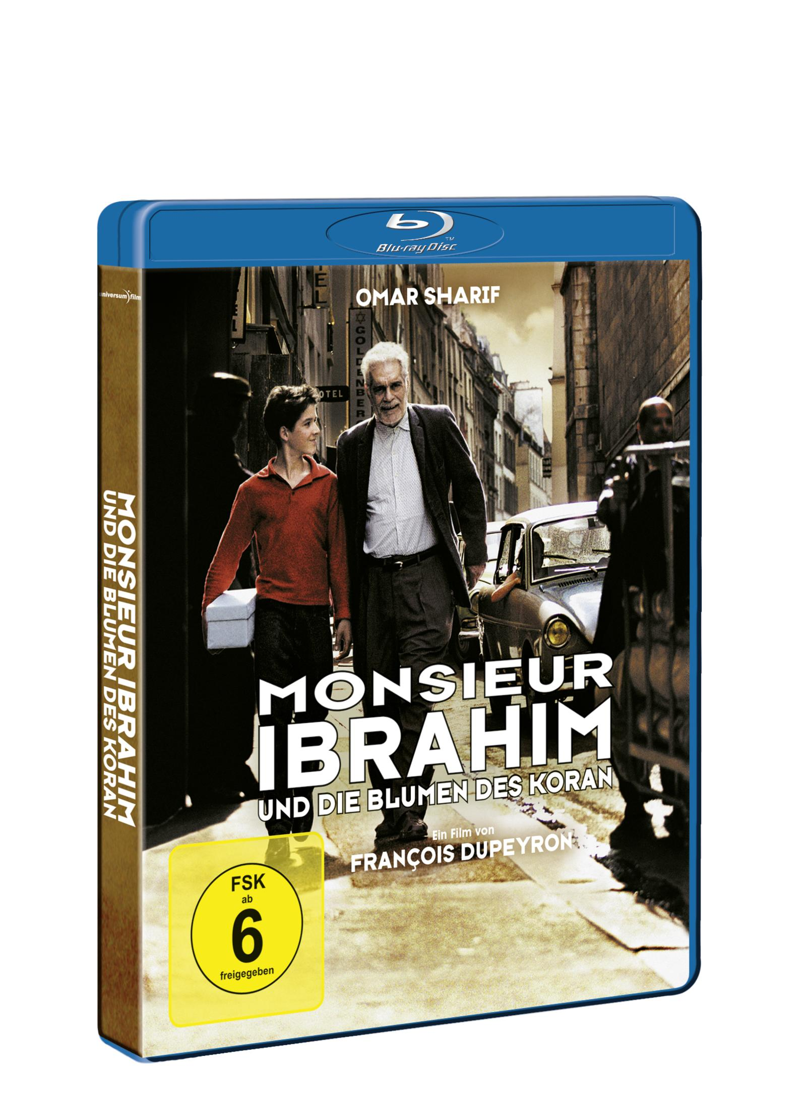 Blu-ray-Hülle für Monsieur Ibrahim, mit einem älteren Mann und einem Jungen auf einer Straßenszene.