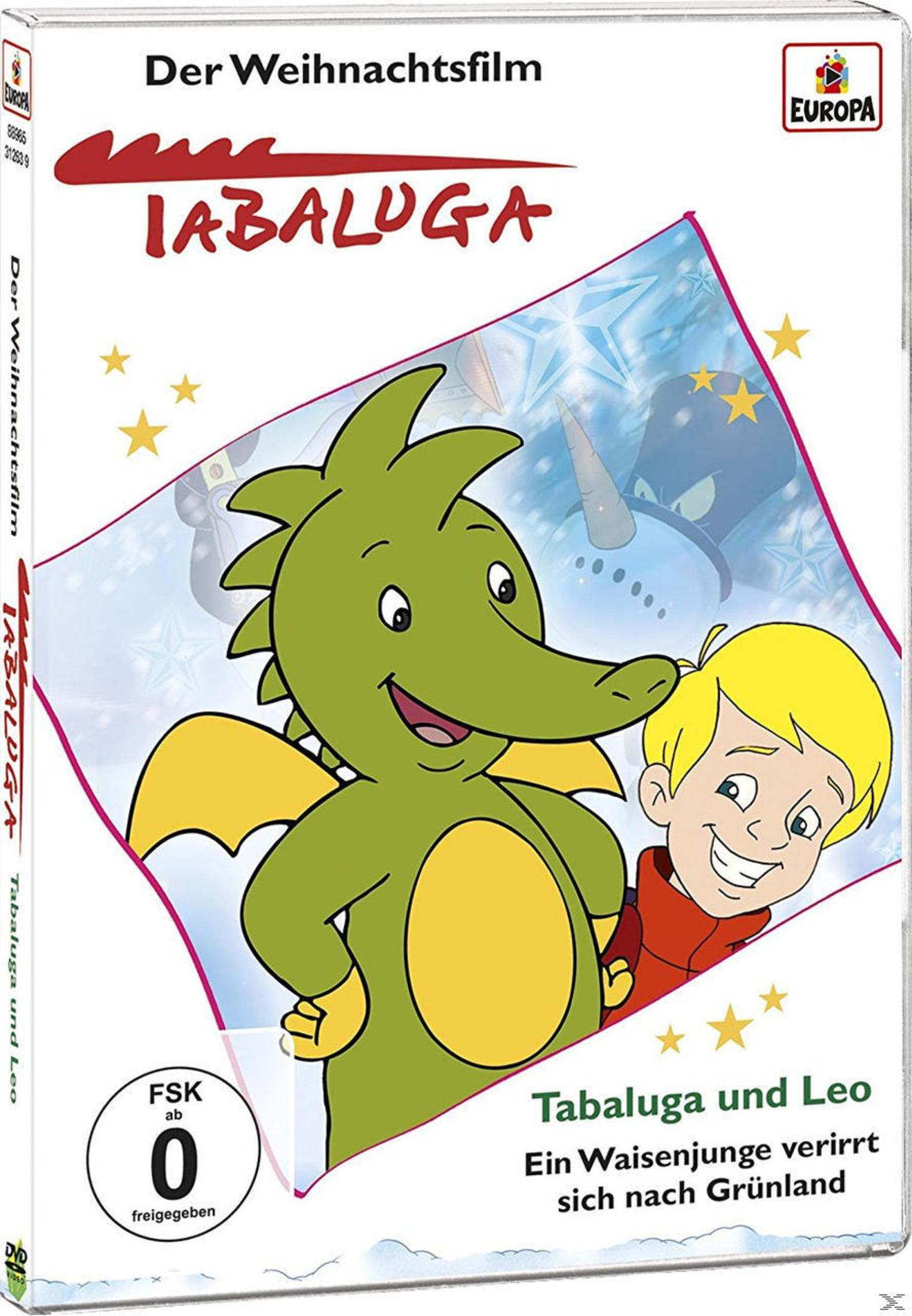DVD-Cover von Tabaluga und Leo im Schnee mit einem grünen Drachen und blondem Jungen.