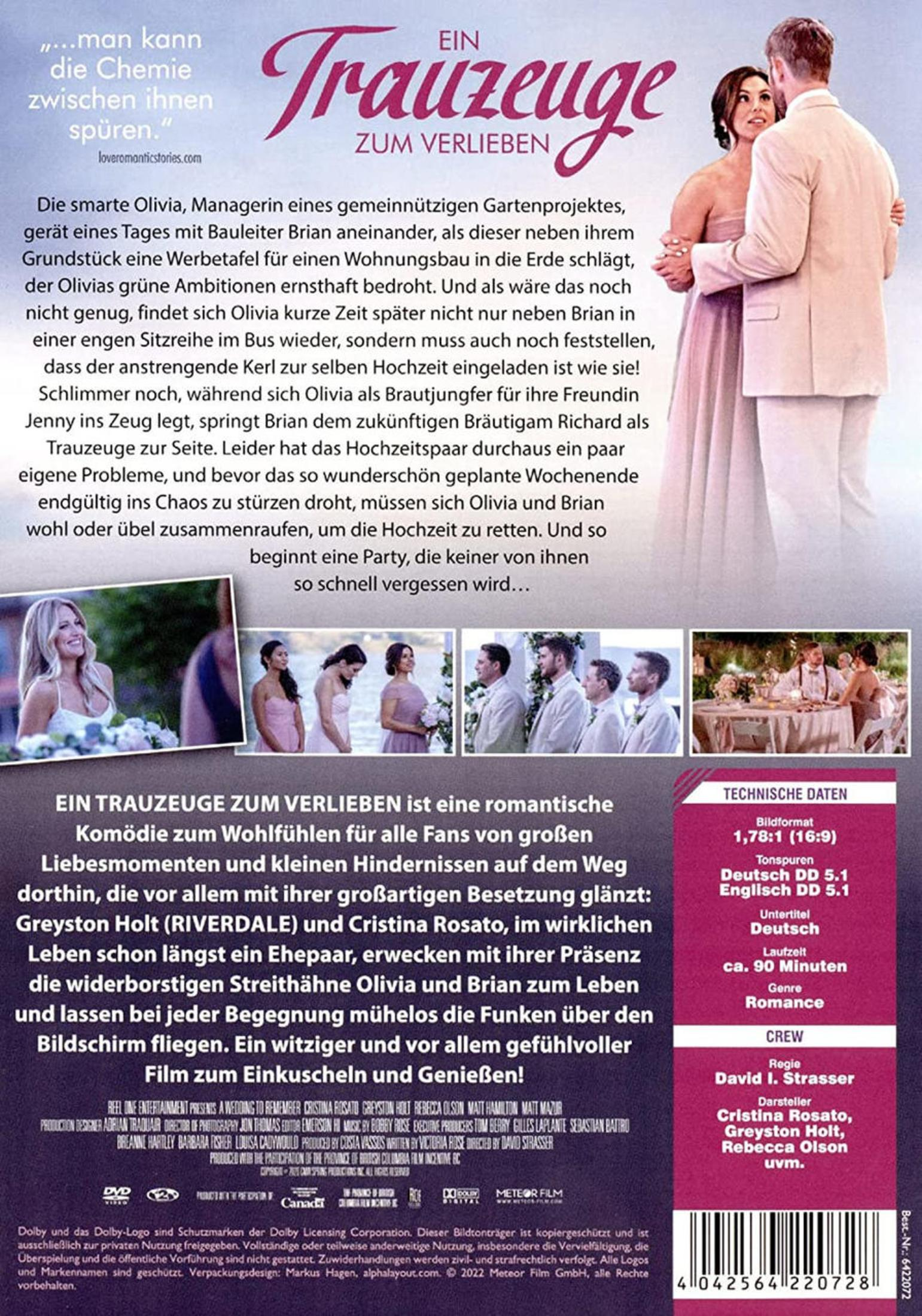 DVD-Cover der romantischen Komödie Ein Trauzeuge zum Verlieben mit Text und Filmszenen.