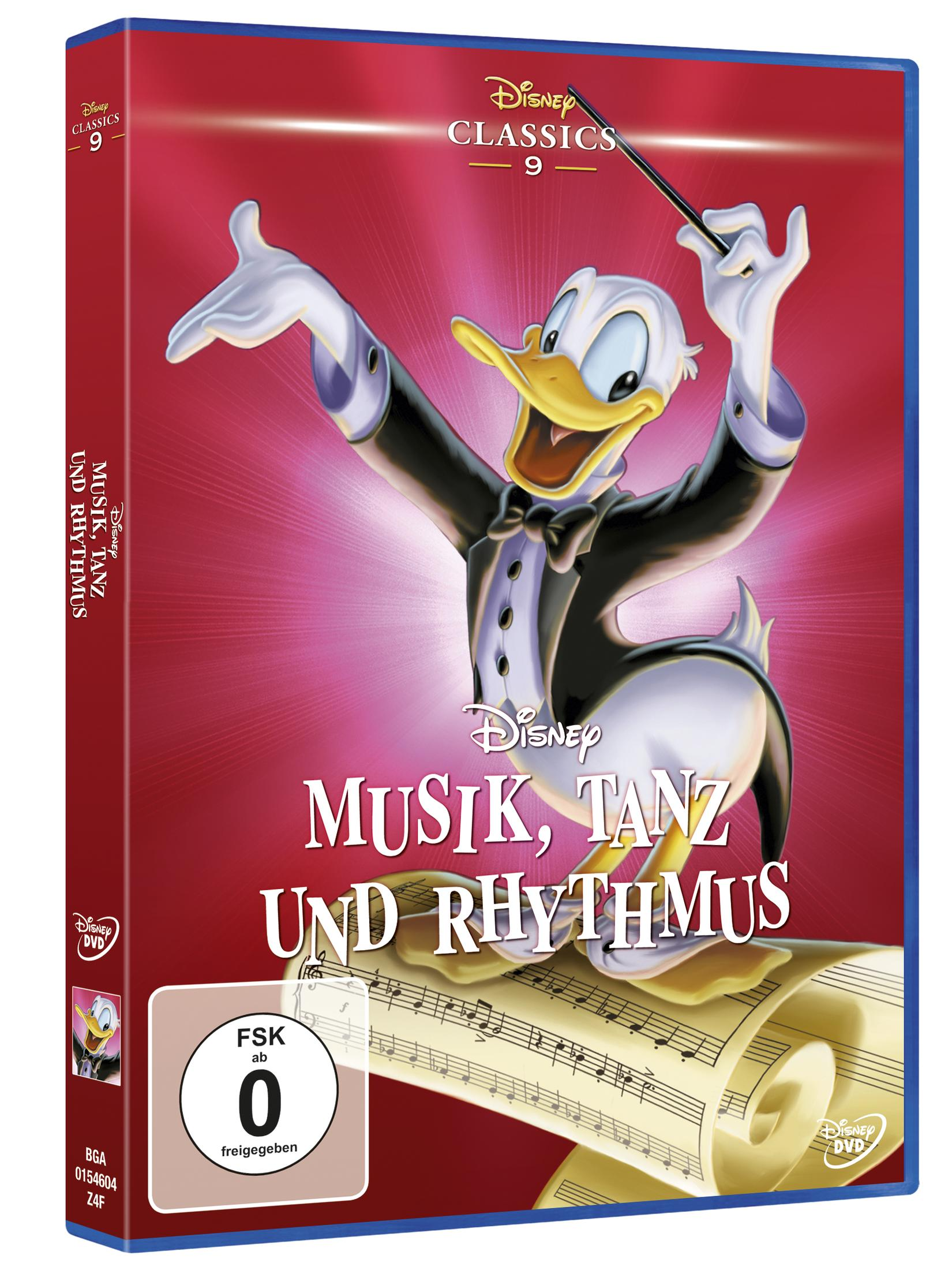 DVD-Cover von Disney Classics 9 mit Donald Duck als Dirigent auf Notenblättern vor rotem Hintergrund.