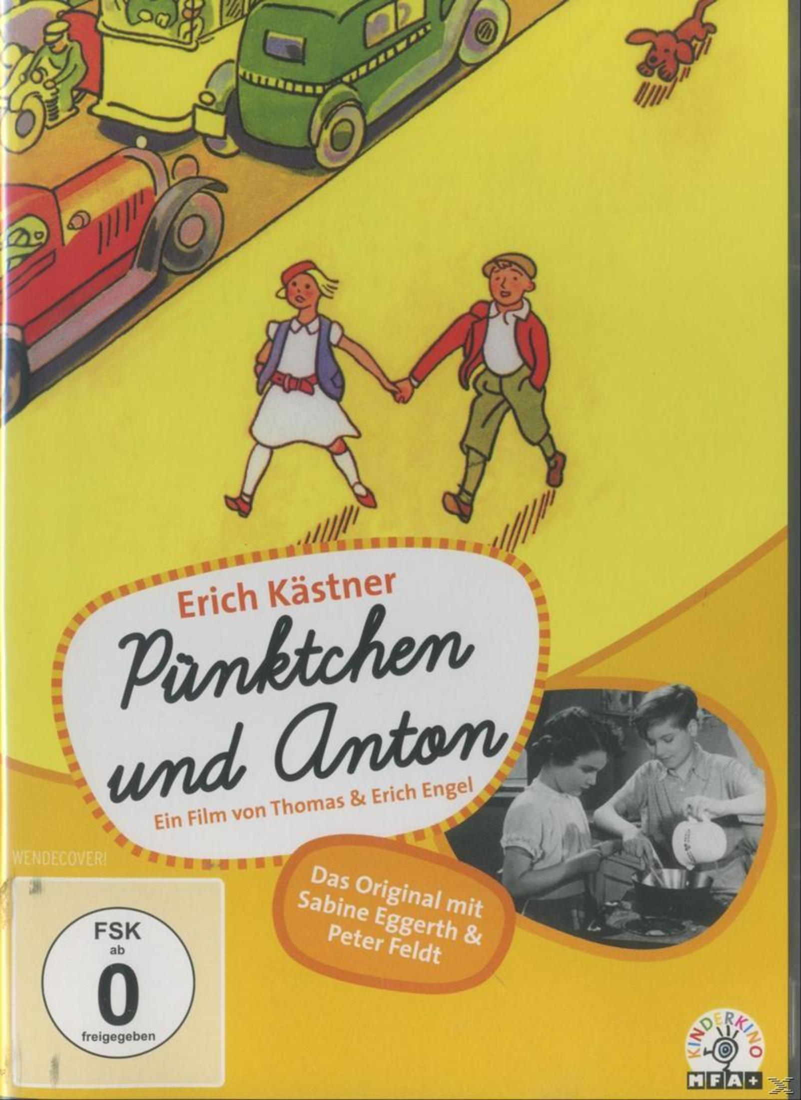 Filmcover von Punktchen und Anton mit gezeichneten Kindern, Autos und Text auf gelbem Hintergrund.
