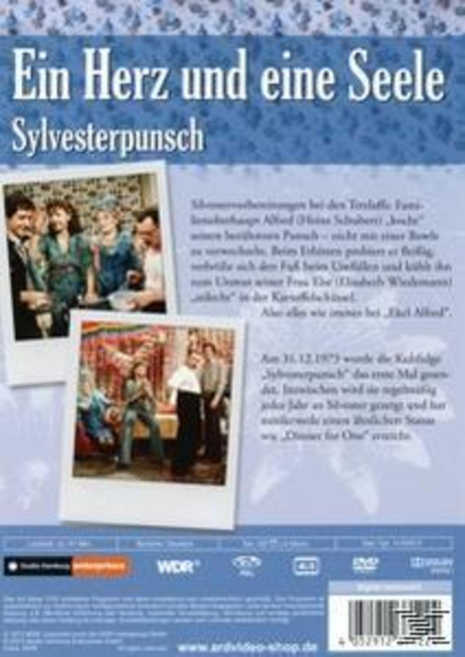 DVD-Rückseite mit dem Titel Ein Herz und eine Seele, Fotos und Text auf blauem Hintergrund.