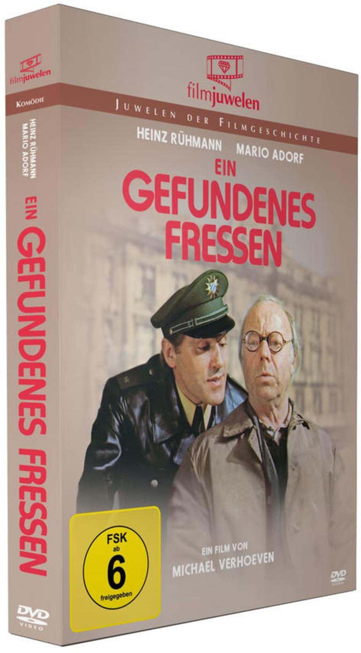 DVD-Cover des Films Ein gefundenes Fressen mit Heinz Rühmann und Mario Adorf vor einem hellen Hintergrund.