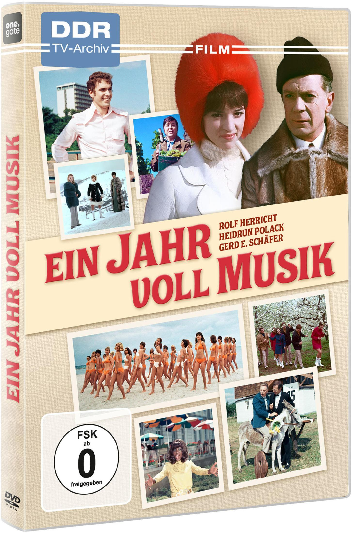 DVD-Cover von Ein Jahr voll Musik mit Porträts und Szenenbildern aus dem Film.