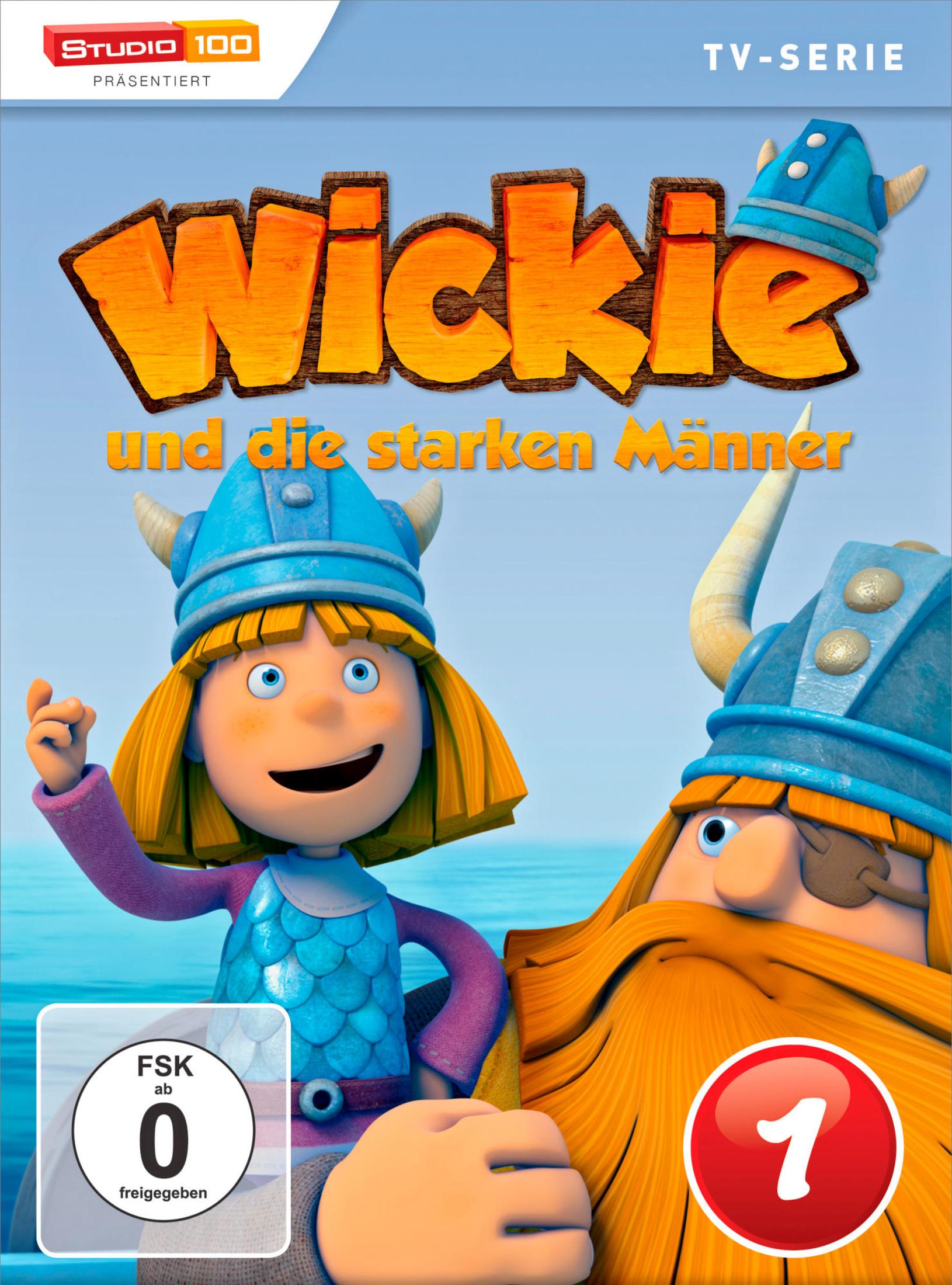 DVD-Cover von Wickie und die starken Männer mit Wickie und einem bärtigen Wikinger.