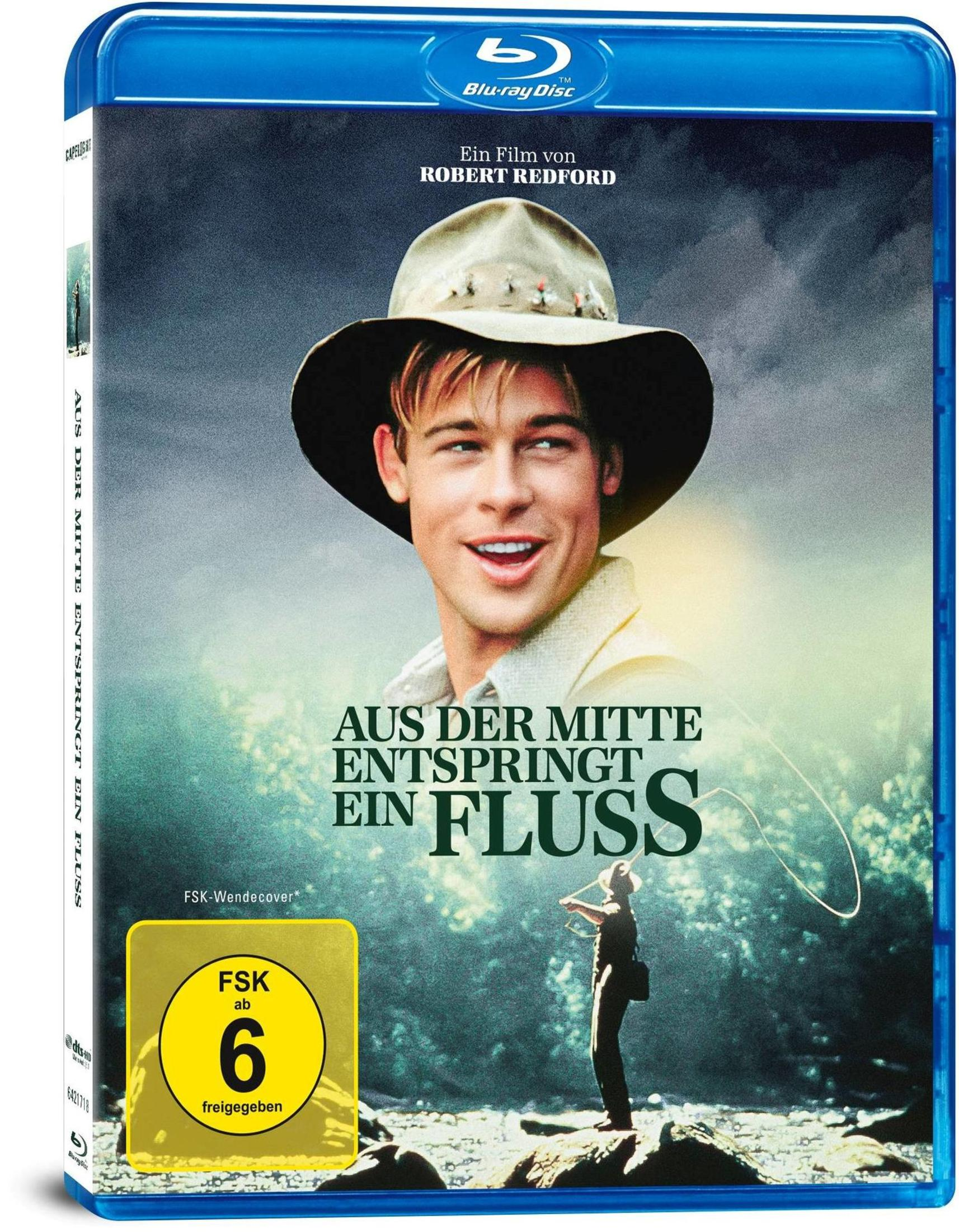Blu-ray-Hülle des Films A River Runs Through It mit Brad Pitt in einem Hut und einer Flussszene unten.
