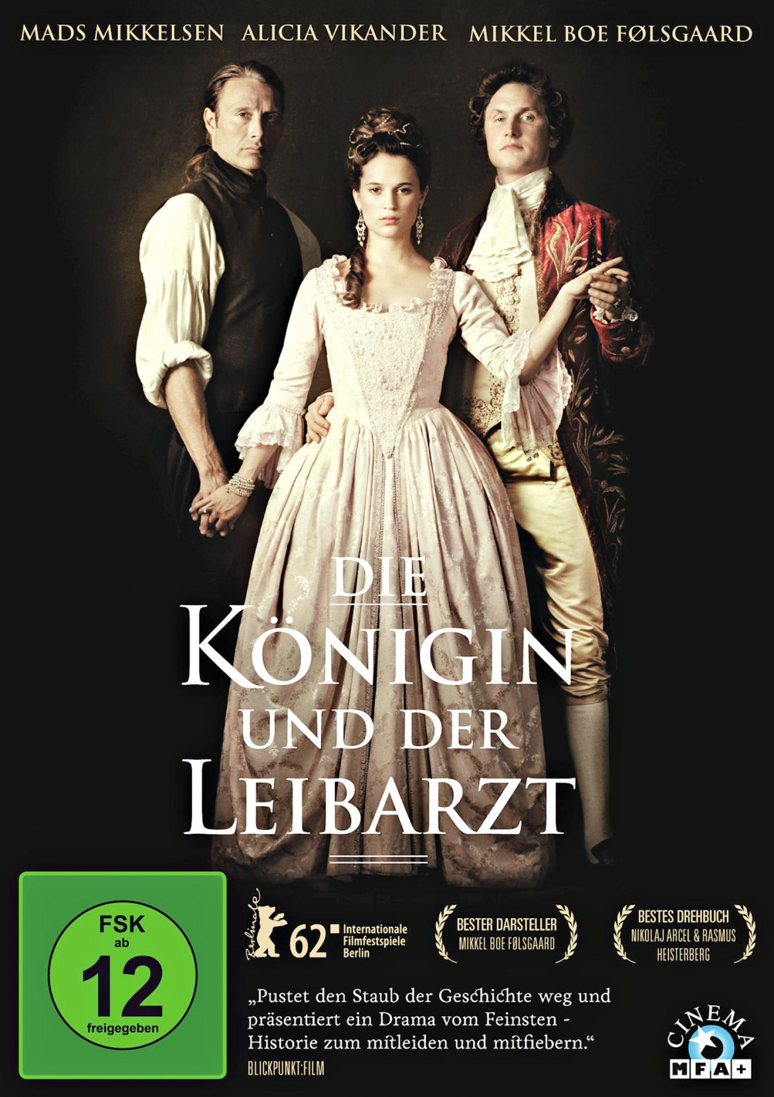 Filmposter mit drei kostümierten Personen, eine Frau in der Mitte wird von zwei Männern gehalten.