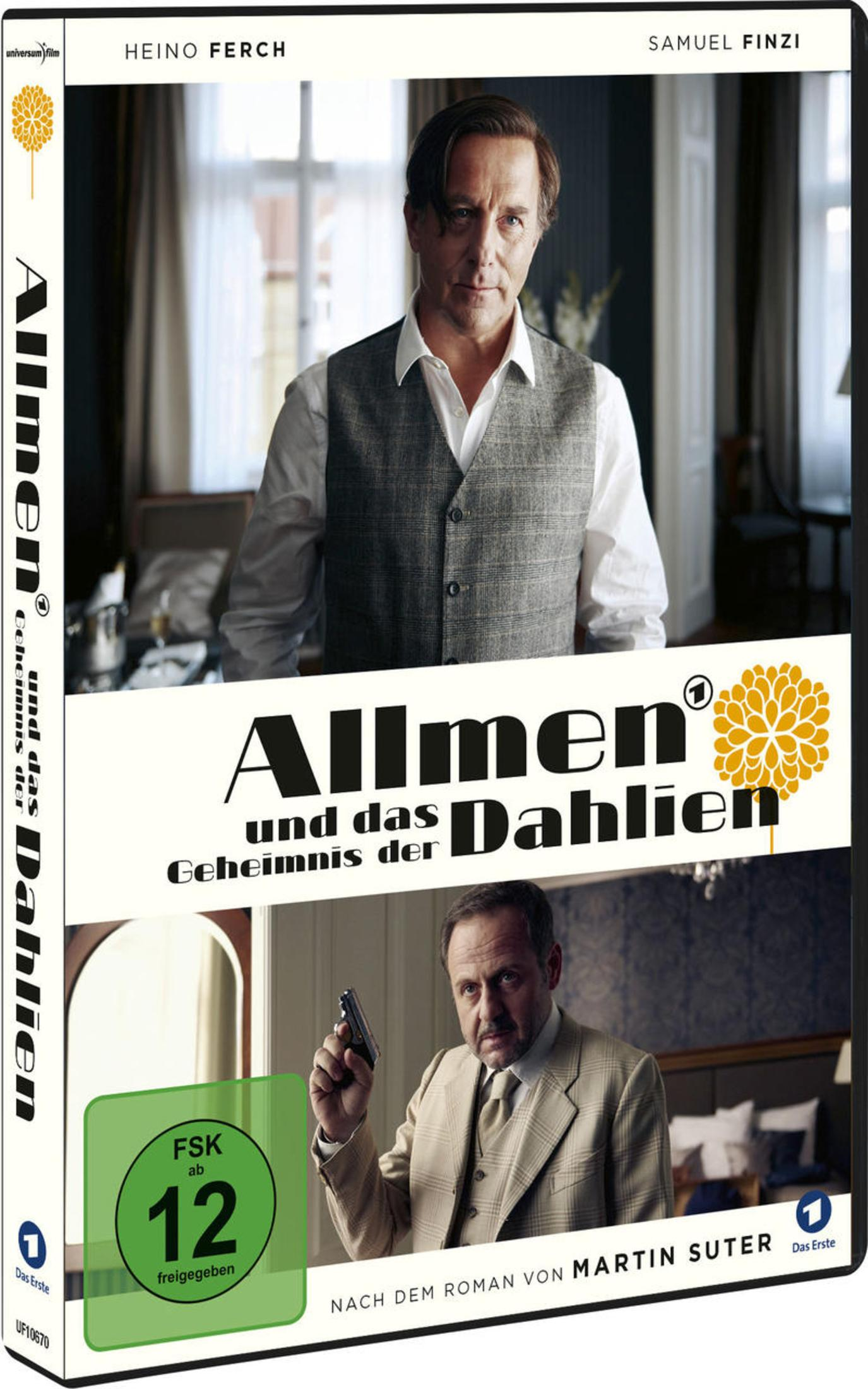 DVD-Cover von Allmen und das Geheimnis der Dahlien mit Heino Ferch in zwei Szenen.