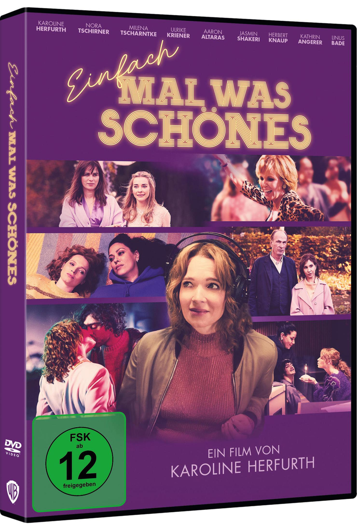 DVD-Cover des Films Einfach mal was Schönes mit Karoline Herfurth, mit mehreren Szenenbildern auf lila Hintergrund.