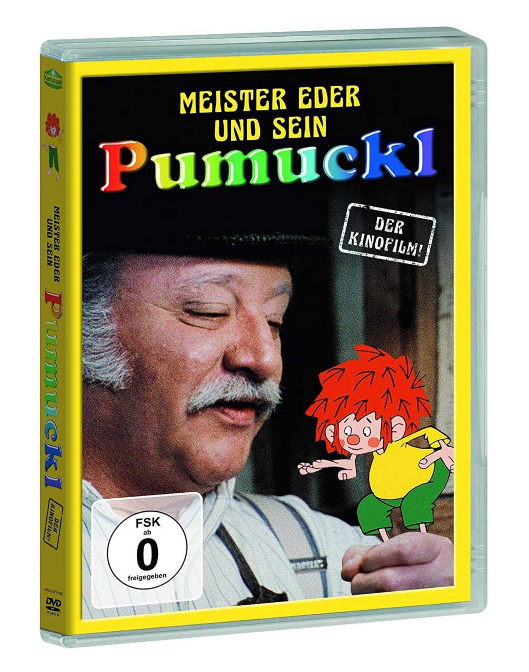 DVD-Hülle von Meister Eder und sein Pumuckl, zeigt den älteren Mann und die kleine Pumuckl-Figur.